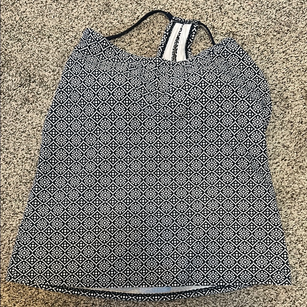 Kona Sol Dark Blue and White One Piece Swimsuit